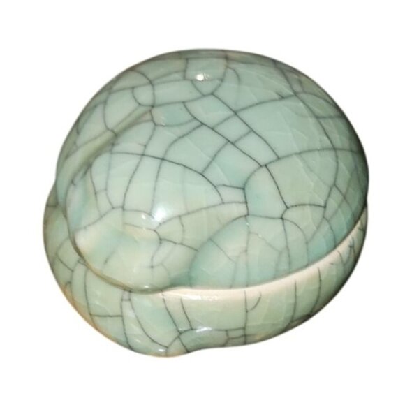 Vintage Trinket Box Japan Celedon Crackle Glaze 1978 Kaleidoscope Inc - Picture 1 of 9
